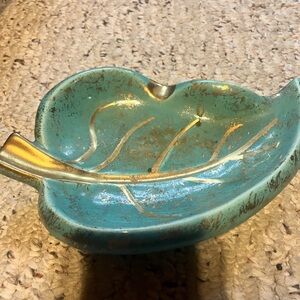 Turquoise Leaf-Shaped Decorative Dish
